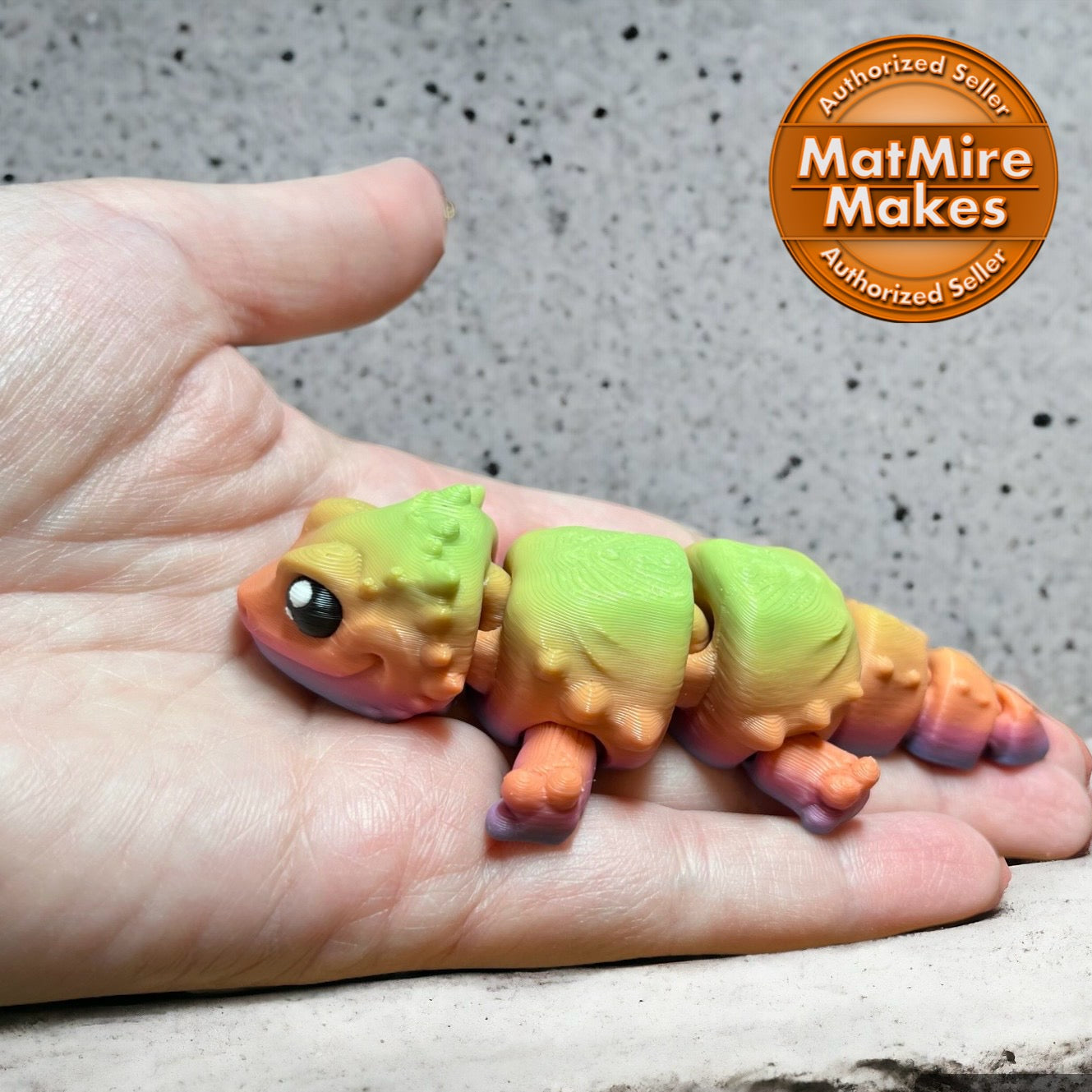 Limited Color Run - Baby Bearded Dragon rainbow desk flexi fidget ADHD friend